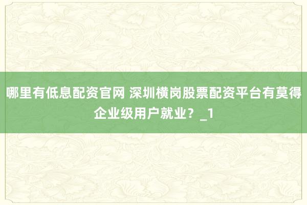 哪里有低息配资官网 深圳横岗股票配资平台有莫得企业级用户就业？_1