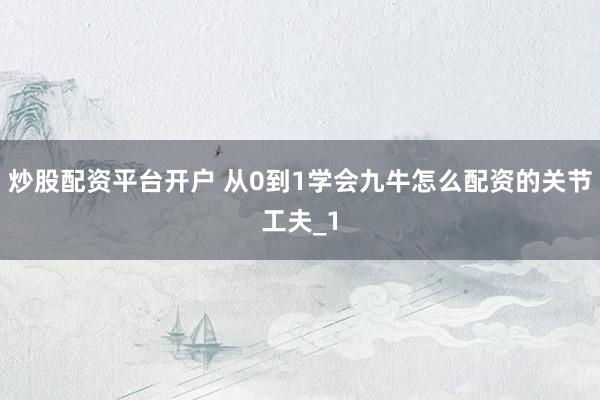 炒股配资平台开户 从0到1学会九牛怎么配资的关节工夫_1