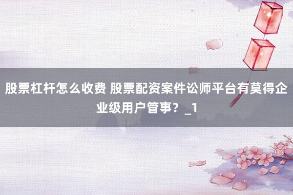 股票杠杆怎么收费 股票配资案件讼师平台有莫得企业级用户管事？_1