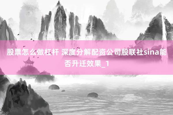 股票怎么做杠杆 深度分解配资公司股联社sina能否升迁效果_1