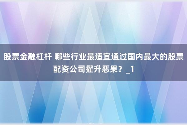 股票金融杠杆 哪些行业最适宜通过国内最大的股票配资公司擢升恶果？_1