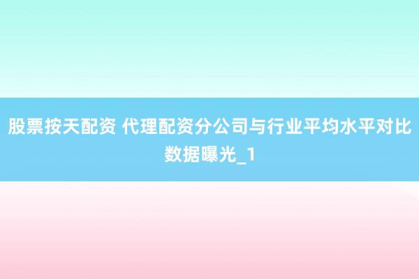 股票按天配资 代理配资分公司与行业平均水平对比数据曝光_1