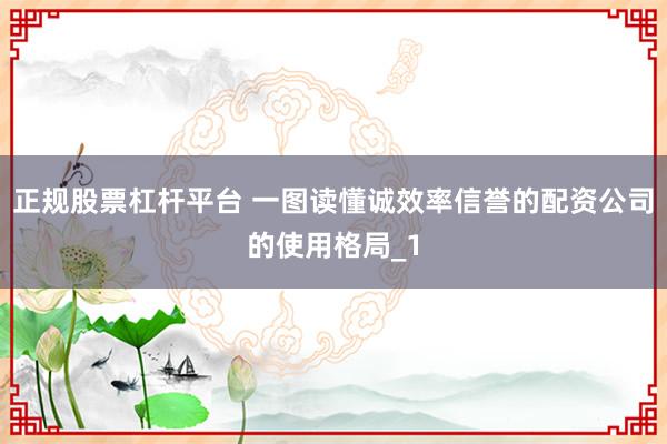 正规股票杠杆平台 一图读懂诚效率信誉的配资公司的使用格局_1