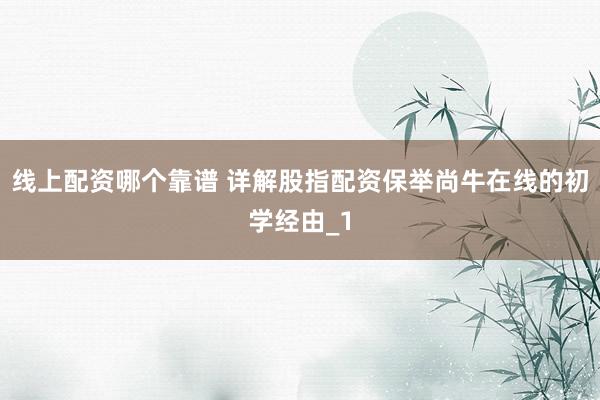 线上配资哪个靠谱 详解股指配资保举尚牛在线的初学经由_1