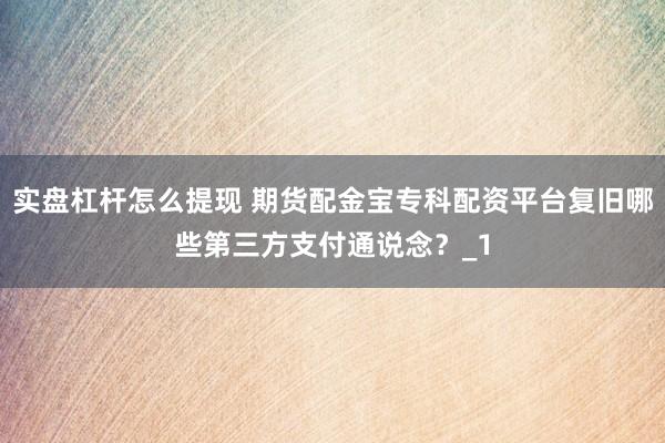 实盘杠杆怎么提现 期货配金宝专科配资平台复旧哪些第三方支付通说念？_1
