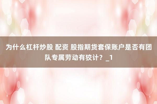 为什么杠杆炒股 配资 股指期货套保账户是否有团队专属劳动有狡计？_1