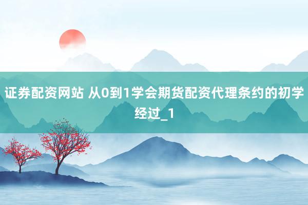 证券配资网站 从0到1学会期货配资代理条约的初学经过_1