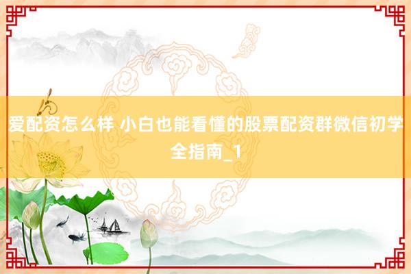 爱配资怎么样 小白也能看懂的股票配资群微信初学全指南_1