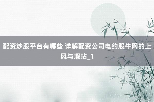 配资炒股平台有哪些 详解配资公司电约股牛网的上风与瑕玷_1