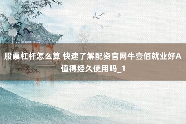 股票杠杆怎么算 快速了解配资官网牛壹佰就业好A值得经久使用吗_1