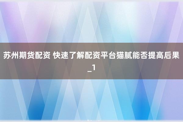苏州期货配资 快速了解配资平台猫腻能否提高后果_1