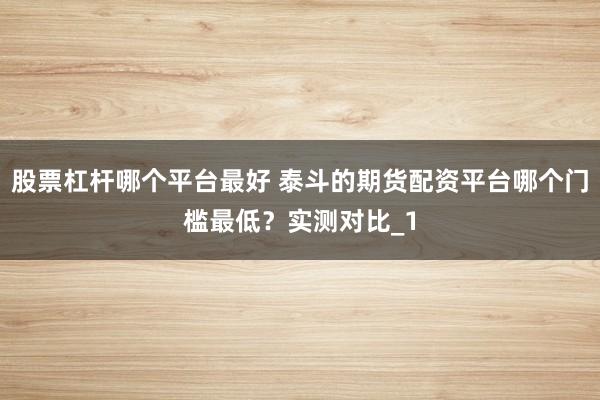 股票杠杆哪个平台最好 泰斗的期货配资平台哪个门槛最低？实测对比_1