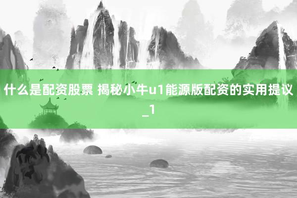 什么是配资股票 揭秘小牛u1能源版配资的实用提议_1