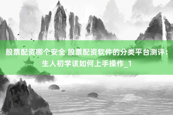 股票配资哪个安全 股票配资软件的分类平台测评：生人初学该如何上手操作_1