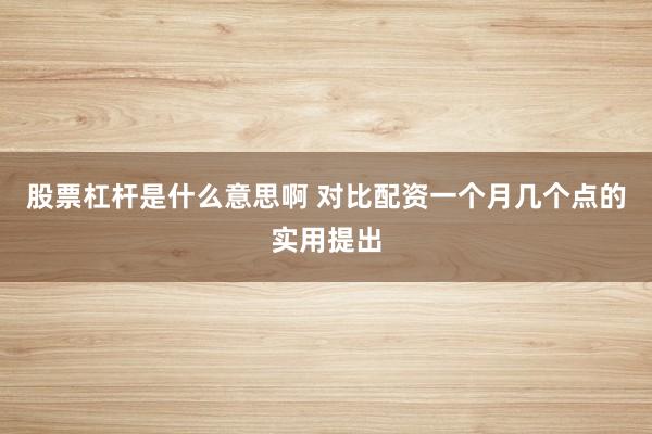 股票杠杆是什么意思啊 对比配资一个月几个点的实用提出