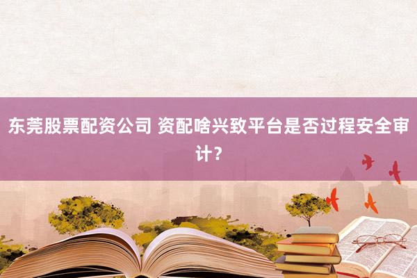 东莞股票配资公司 资配啥兴致平台是否过程安全审计？