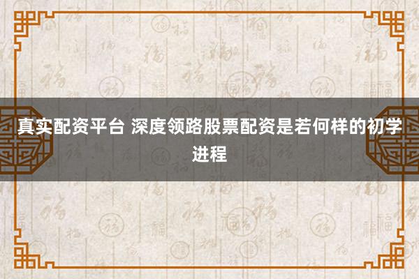 真实配资平台 深度领路股票配资是若何样的初学进程