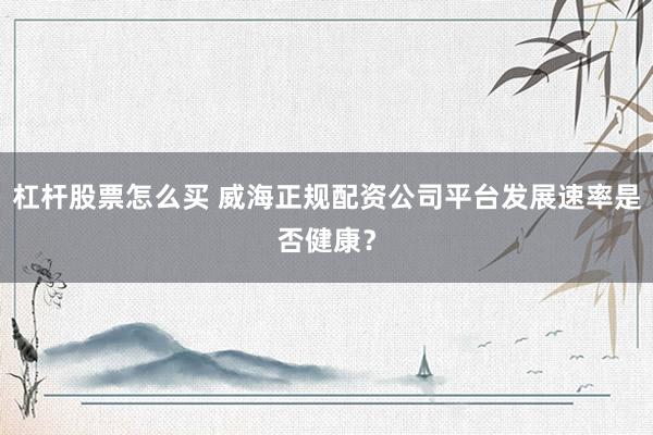 杠杆股票怎么买 威海正规配资公司平台发展速率是否健康？