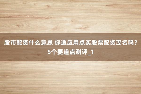 股市配资什么意思 你适应用点买股票配资茂名吗？5个要道点测评_1