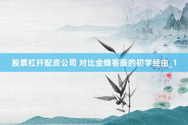 股票杠杆配资公司 对比金蜂客服的初学经由_1