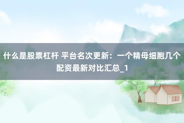 什么是股票杠杆 平台名次更新：一个精母细胞几个配资最新对比汇总_1