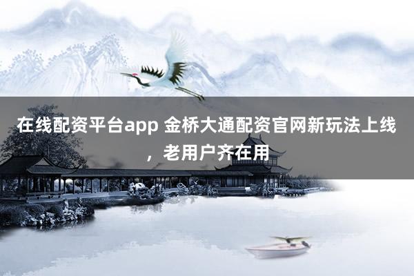 在线配资平台app 金桥大通配资官网新玩法上线，老用户齐在用
