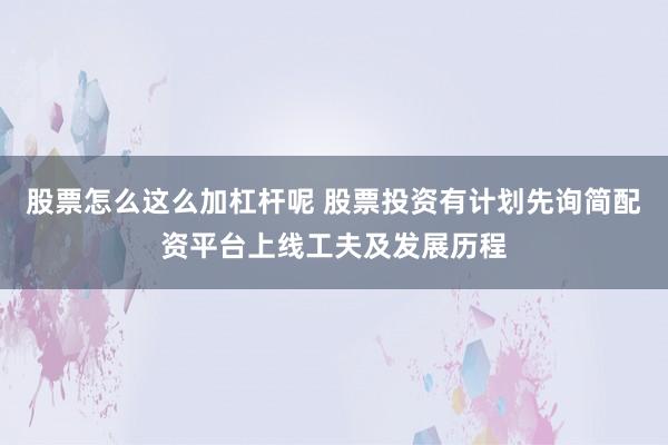 股票怎么这么加杠杆呢 股票投资有计划先询简配资平台上线工夫及发展历程