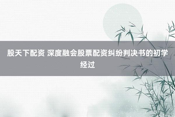 股天下配资 深度融会股票配资纠纷判决书的初学经过