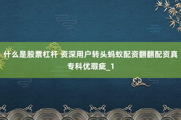 什么是股票杠杆 资深用户转头蚂蚁配资翻翻配资真专科优瑕疵_1