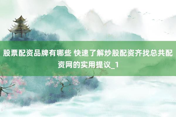 股票配资品牌有哪些 快速了解炒股配资齐找总共配资网的实用提议_1
