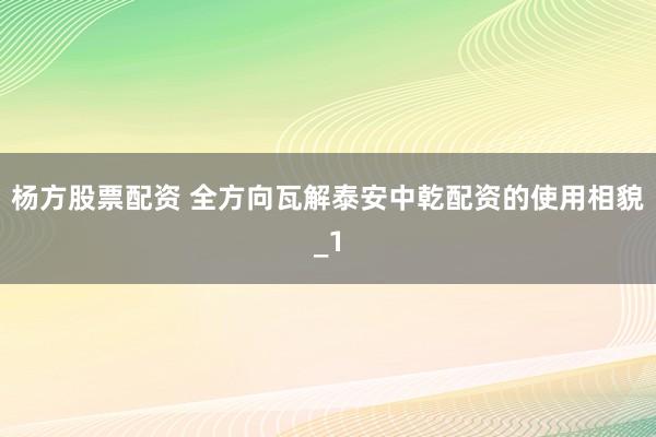 杨方股票配资 全方向瓦解泰安中乾配资的使用相貌_1