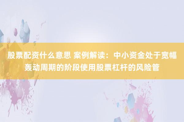 股票配资什么意思 案例解读:中小资金处于宽幅轰动周期的阶段使用股票杠杆的风险管