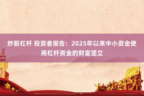 炒股杠杆 投资者报告：2025年以来中小资金使用杠杆资金的财富竖立