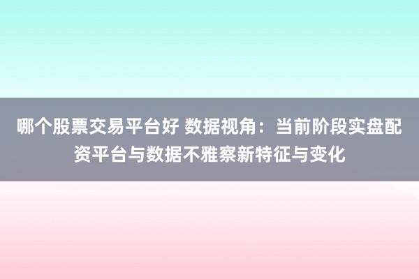 哪个股票交易平台好 数据视角：当前阶段实盘配资平台与数据不雅察新特征与变化